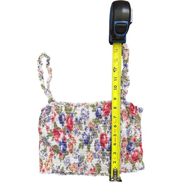 Smocked floral crop top L – braided straps y2k style - Picture 4 of 7